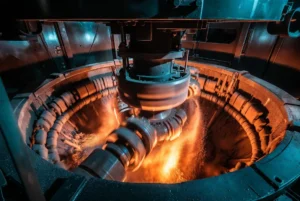 Sistema de alimentação do moinho pendular durante moagem industrial de minerais.
